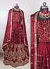 Image of Royal Maroon Zari Embroidered Silk Lehenga Set