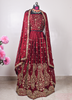 Image of Royal Maroon Zari Embroidered Silk Lehenga Set