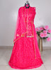 Image of Fuchsia Pink Sequin Embroidered Net Lehenga Set