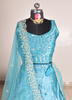 Image of Azure Blue Mirror Work Organza Lehenga Set