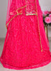 Image of Fuchsia Pink Sequin Embroidered Net Lehenga Set