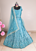 Image of Azure Blue Mirror Work Organza Lehenga Set