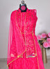 Image of Fuchsia Pink Sequin Embroidered Net Lehenga Set