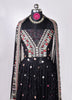 Image of Majestic Black Floral Embroidered Velvet Lehenga Set