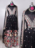 Image of Majestic Black Floral Embroidered Velvet Lehenga Set