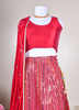 Image of Royal Red Mirror Work Bandhani Lehenga Set