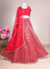 Image of Royal Red Mirror Work Bandhani Lehenga Set